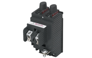 Industrial motor starter/contactor with several power terminals and a coil, used to switch large loads.