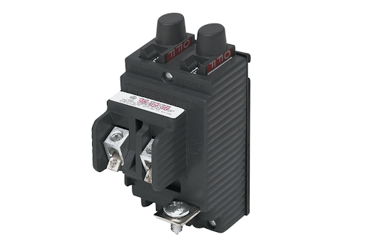 Industrial motor starter/contactor with several power terminals and a coil, used to switch large loads.