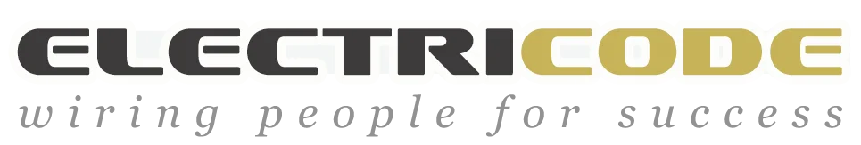 Electricode logo with the tagline "wiring people for success," emphasizing local electrical services in Las Vegas.